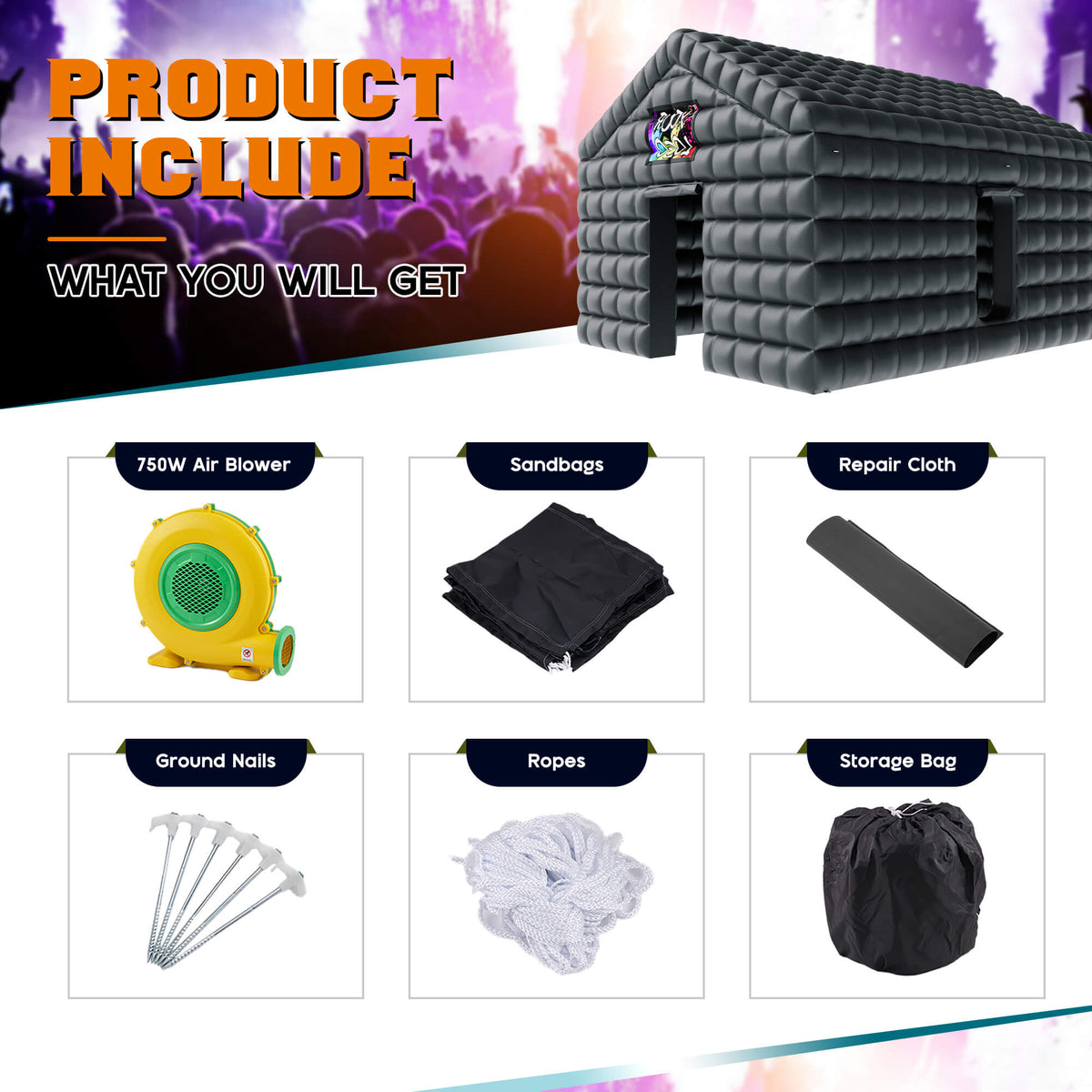 PartyMax Inflatable Night Club Tent Amerlife