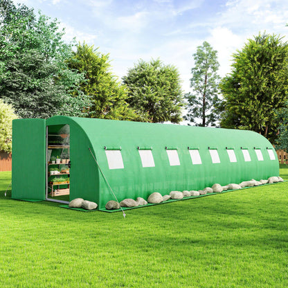 Pro Walk-In Greenhouse with Sprinkler System-30x10 FT-Green