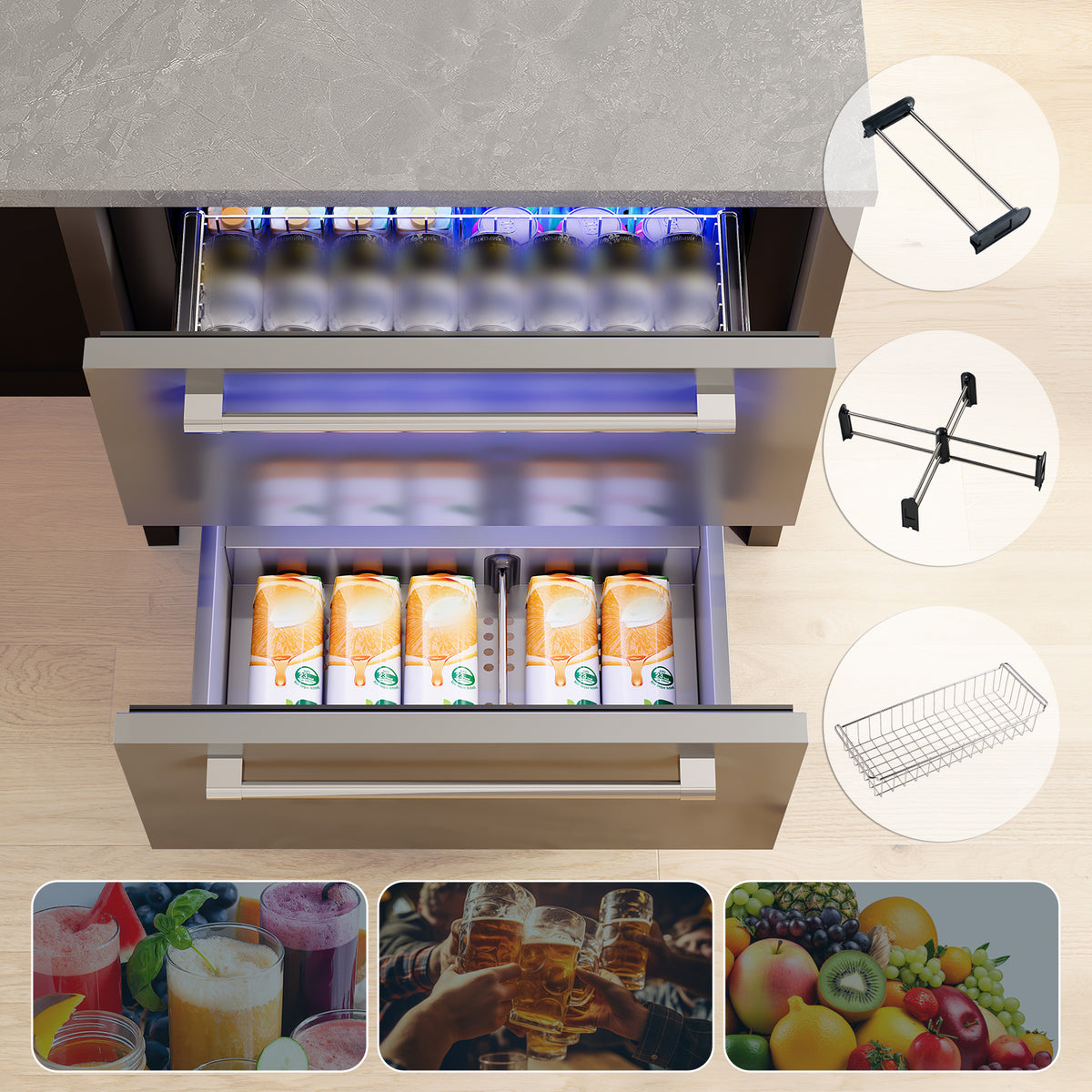 Chillbar Undercounter Drawer Refrigerator-24 Inch - Single Zone Mini Fridge