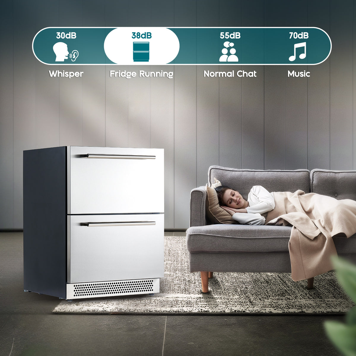 Chillbar Undercounter Drawer Refrigerator-24 Inch - Single Zone Mini Fridge