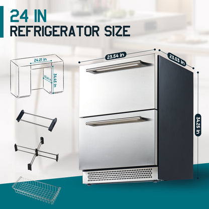 Chillbar Undercounter Drawer Refrigerator-24 Inch - 24 Inch - Dual Zone Mini Fridge