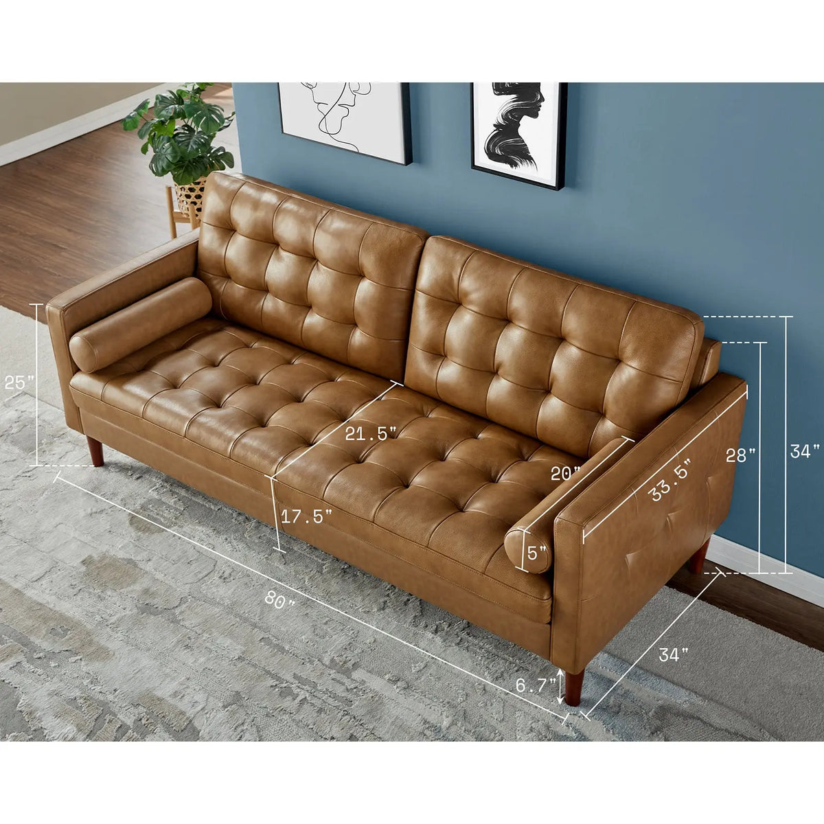 Winston Leather Sofa Brown