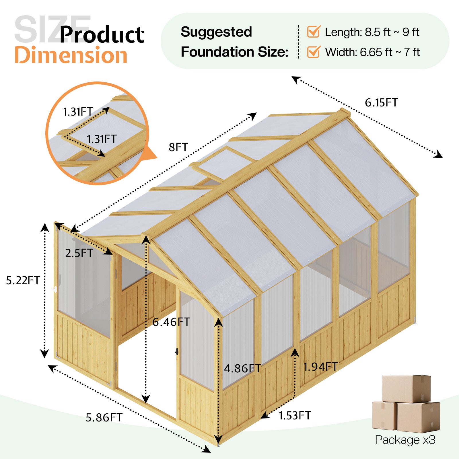 Cedar Walk-In Greenhouse Amerlife 6x8 ft
