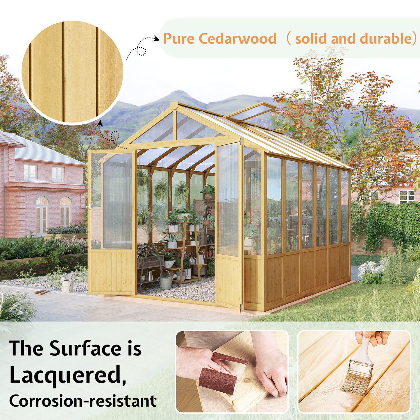 Cedar Walk-In Greenhouse Amerlife 8x9.5ft