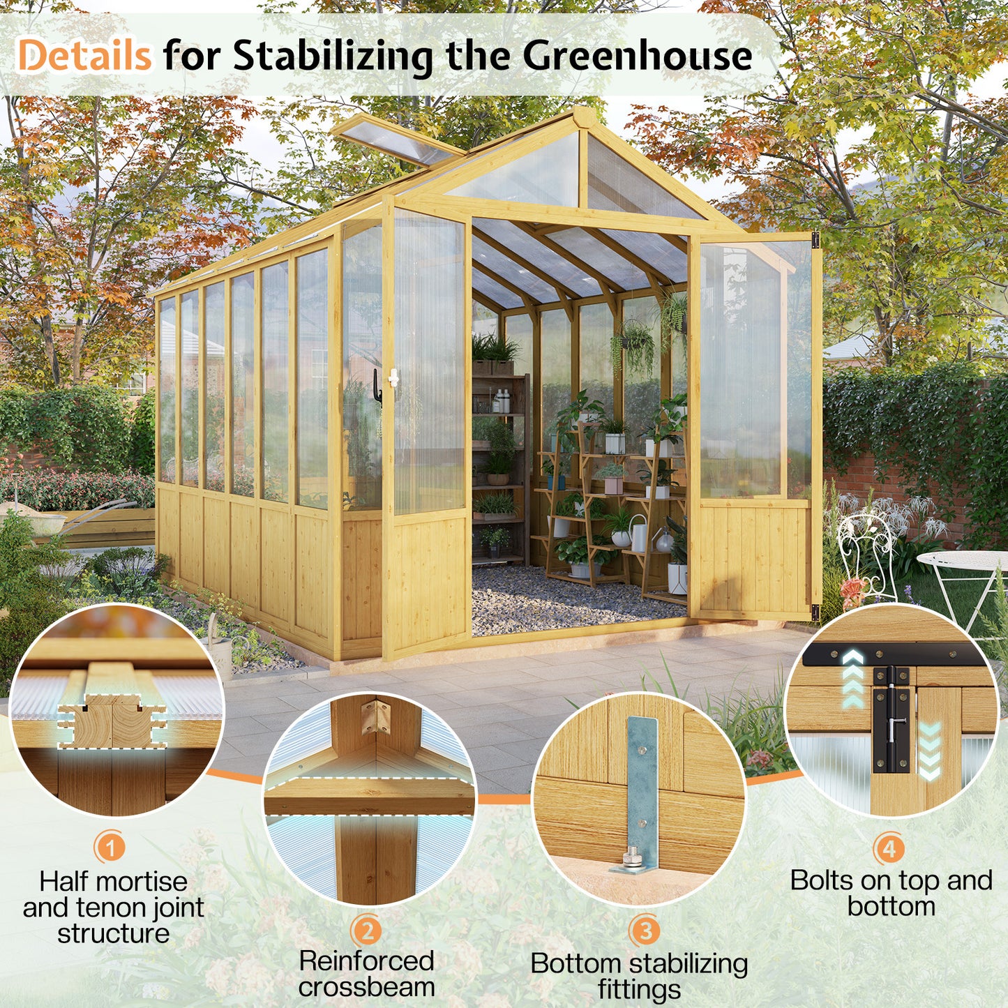 Cedar Walk-In Greenhouse Amerlife 8x9.5ft