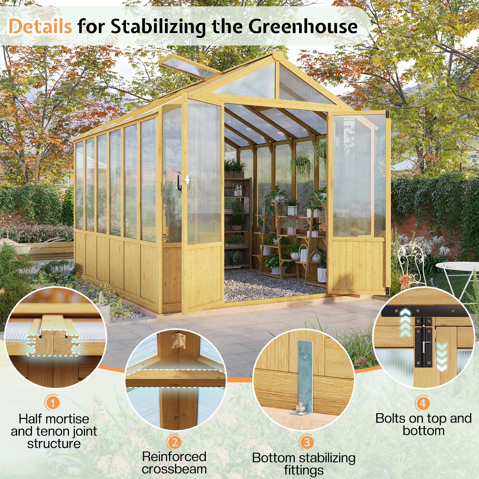 Cedar Walk-In Greenhouse Amerlife 8x9.5ft