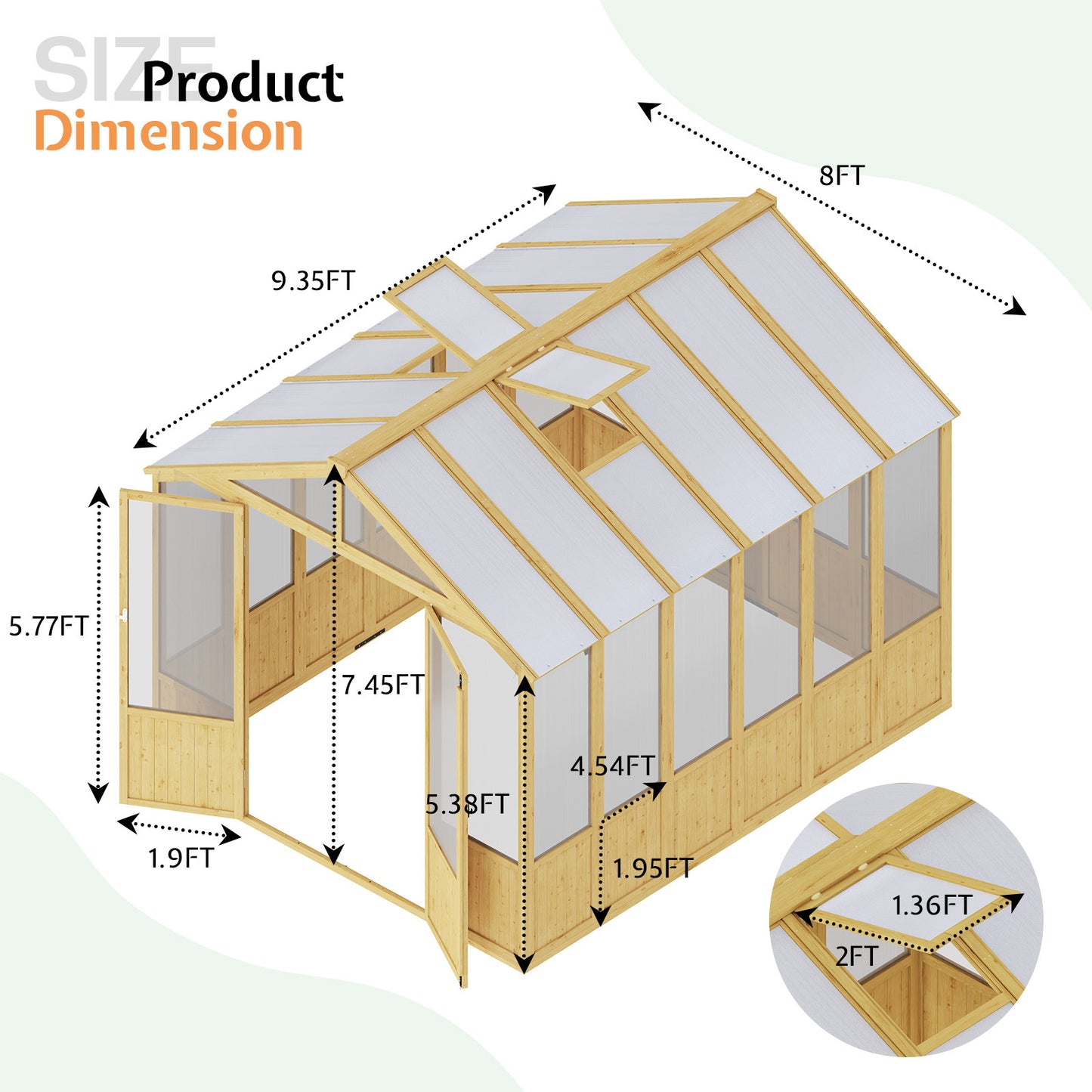 Cedar Walk-In Greenhouse Amerlife 8x9.5ft
