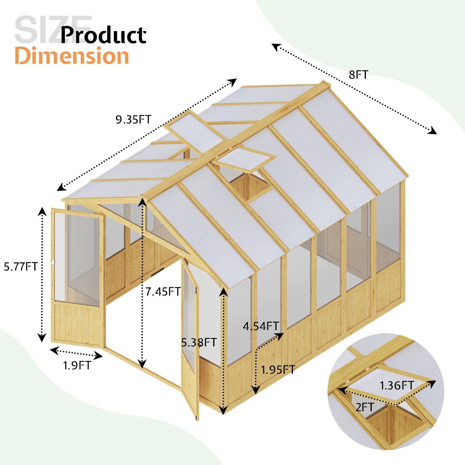 Cedar Walk-In Greenhouse Amerlife 8x9.5ft