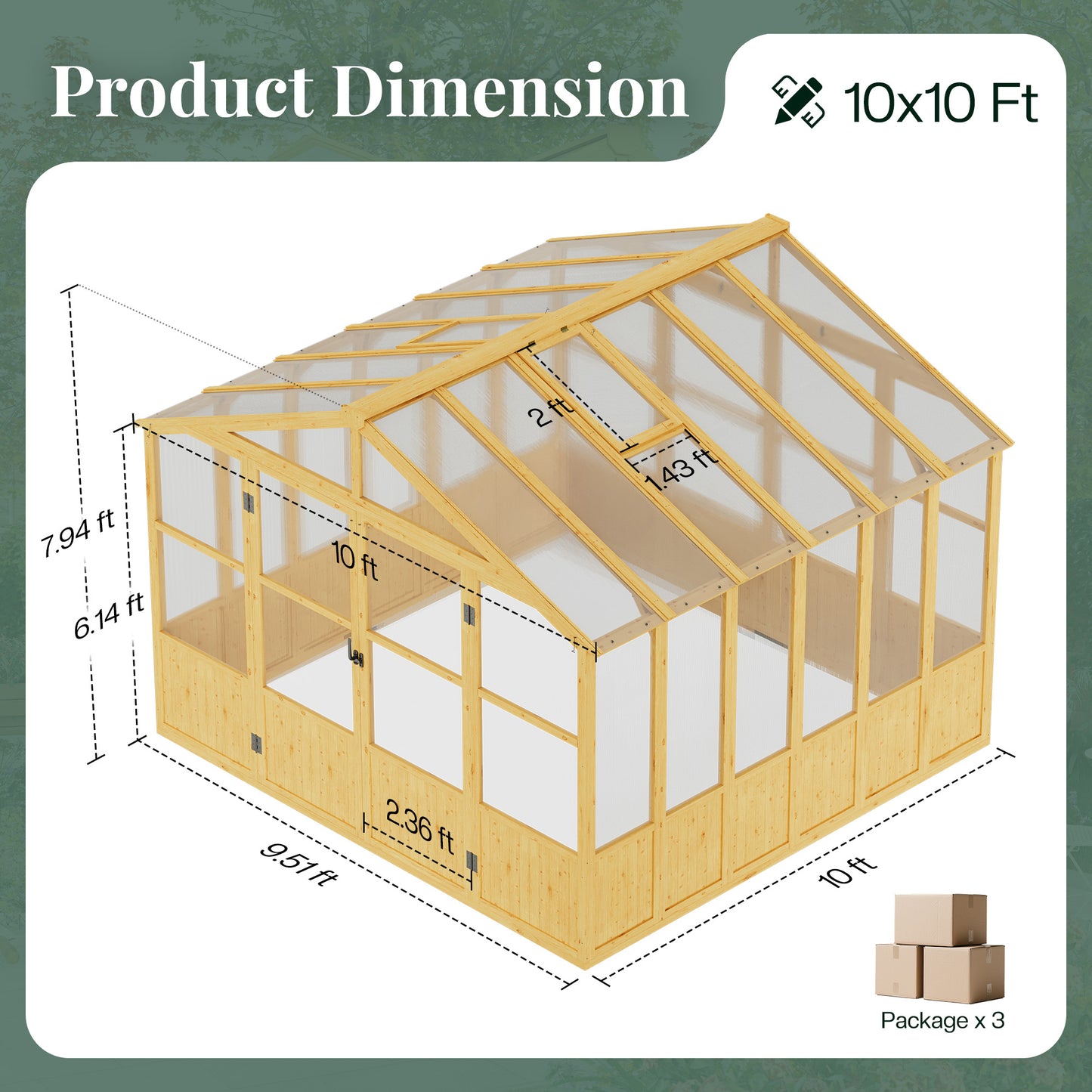 Cedar Walk-In Greenhouse Amerlife 10x10ft