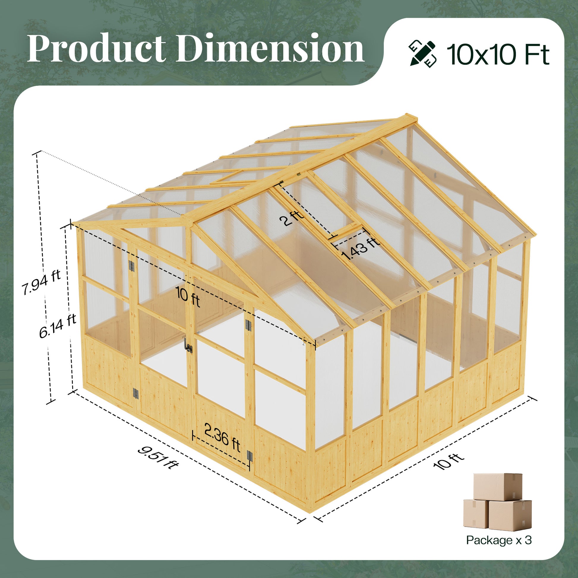 Cedar Walk-In Greenhouse Amerlife 10x10ft