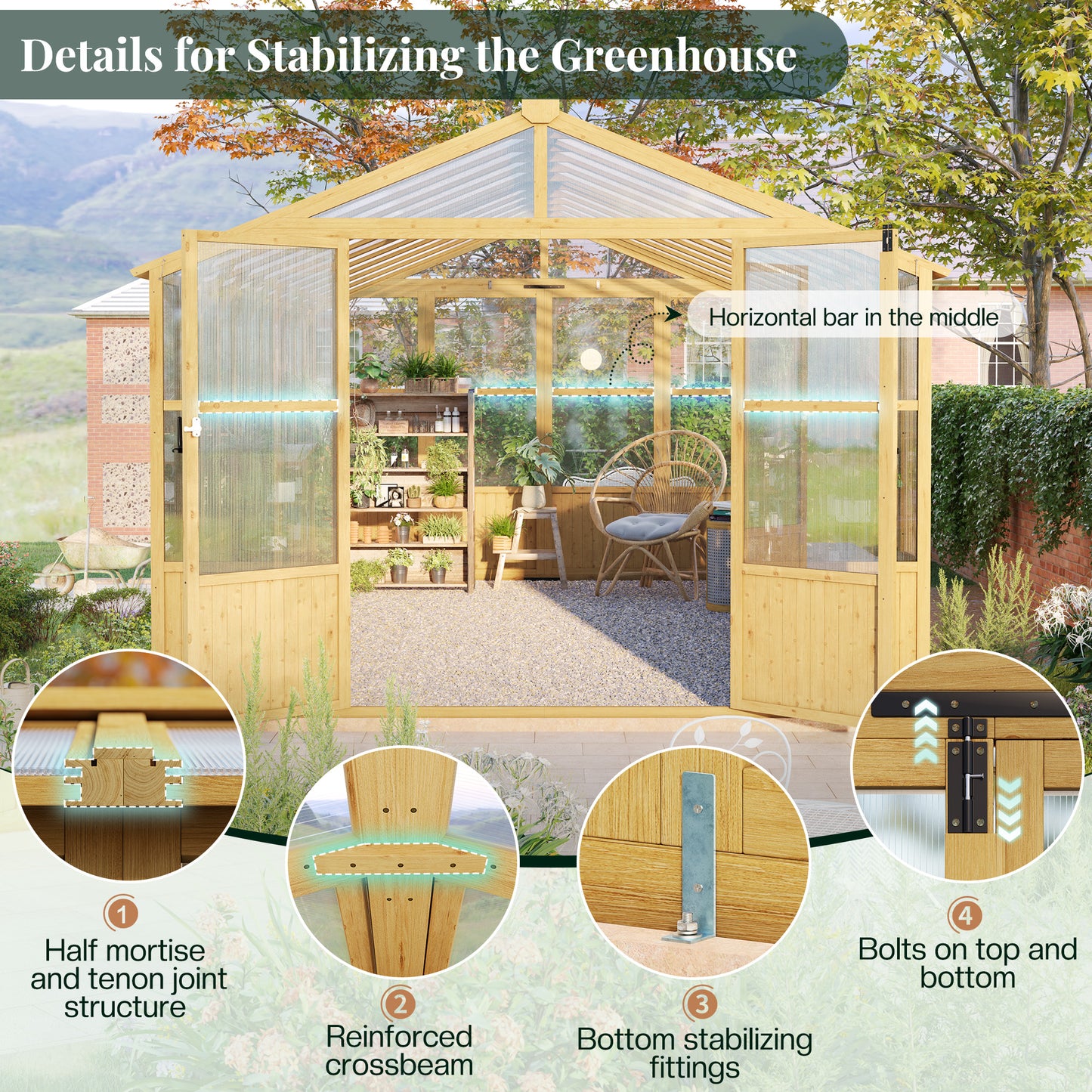 Cedar Walk-In Greenhouse Amerlife 10x10ft