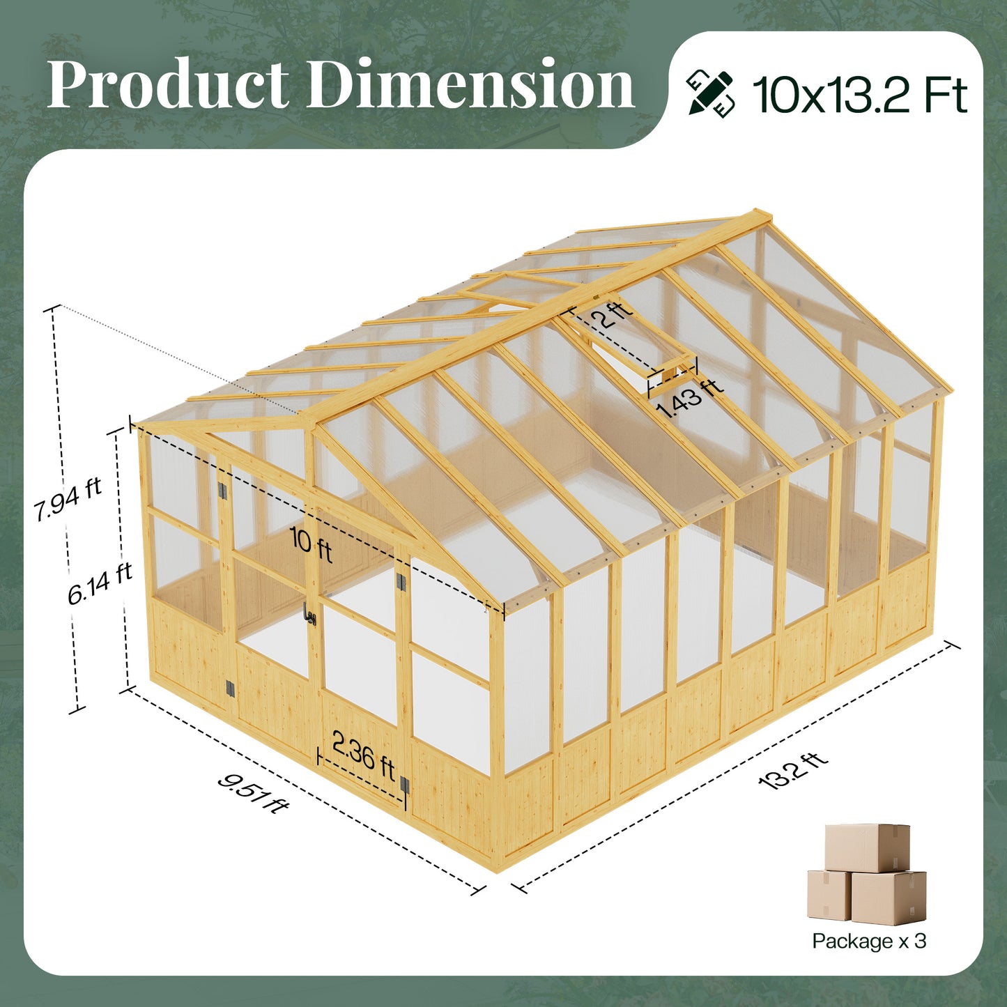 Cedar Walk-In Greenhouse Amerlife 10x13.2ft