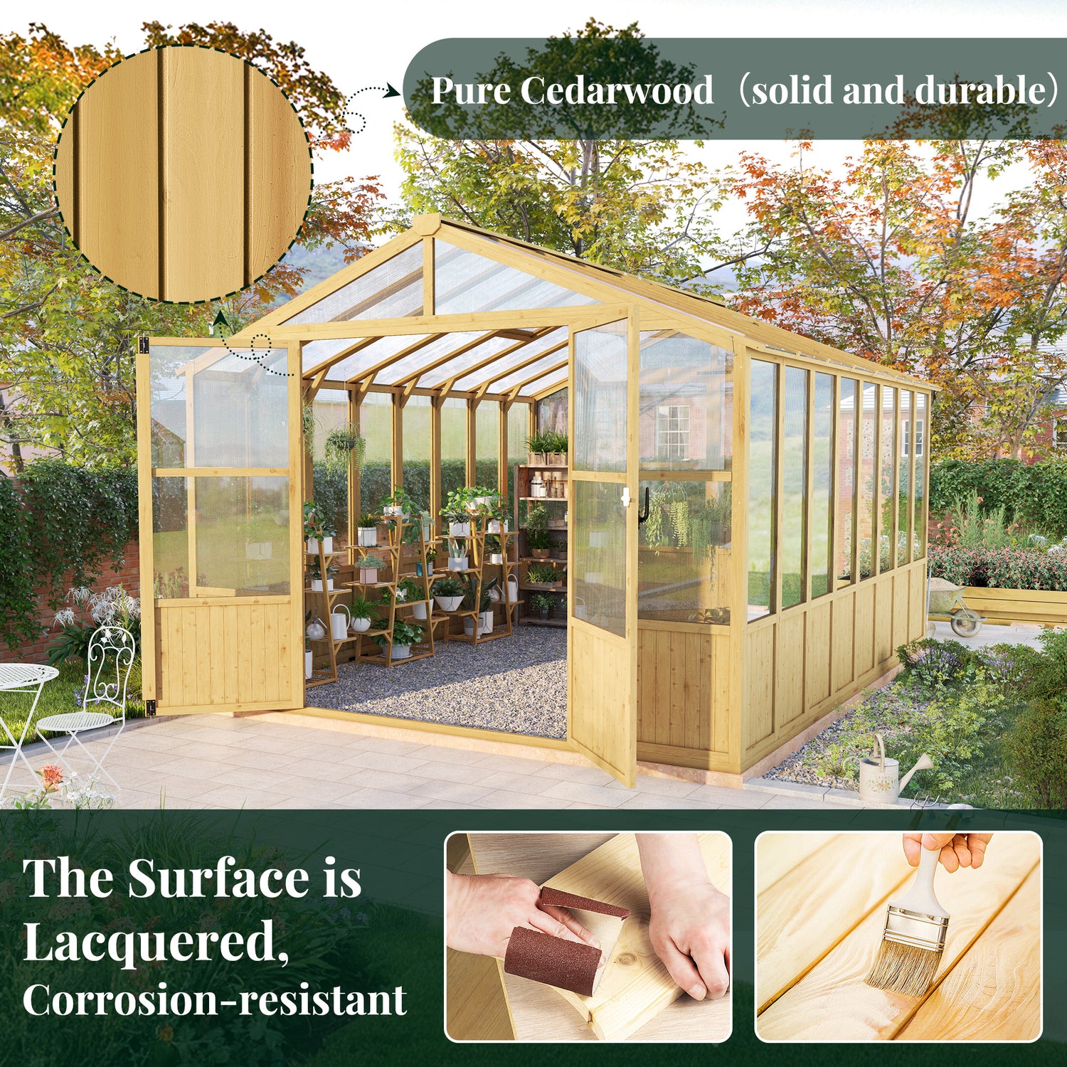Cedar Walk-In Greenhouse Amerlife 10x13.2ft