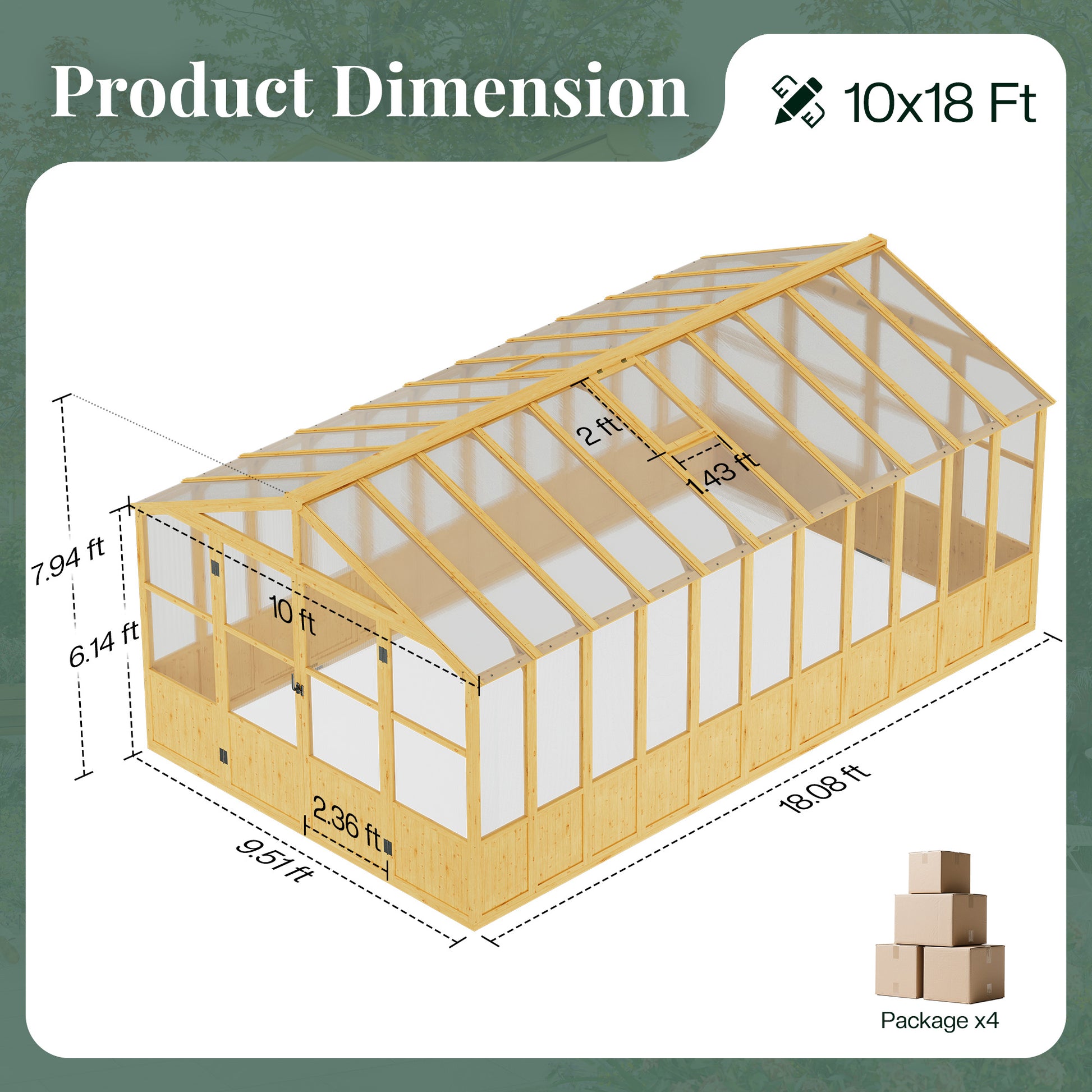 Cedar Walk-In Greenhouse Amerlife 10x18ft