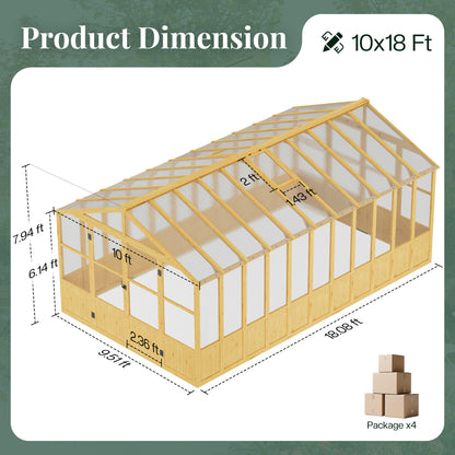Cedar Walk-In Greenhouse Amerlife 10x18ft