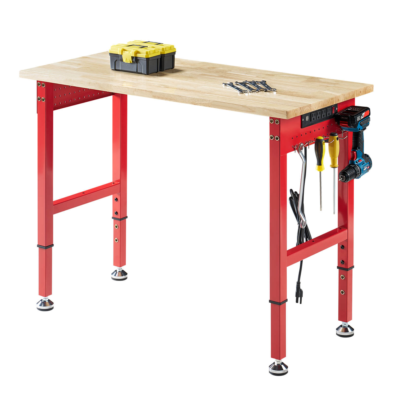 Albott 44x20 in Adjustable Workbench -red steel