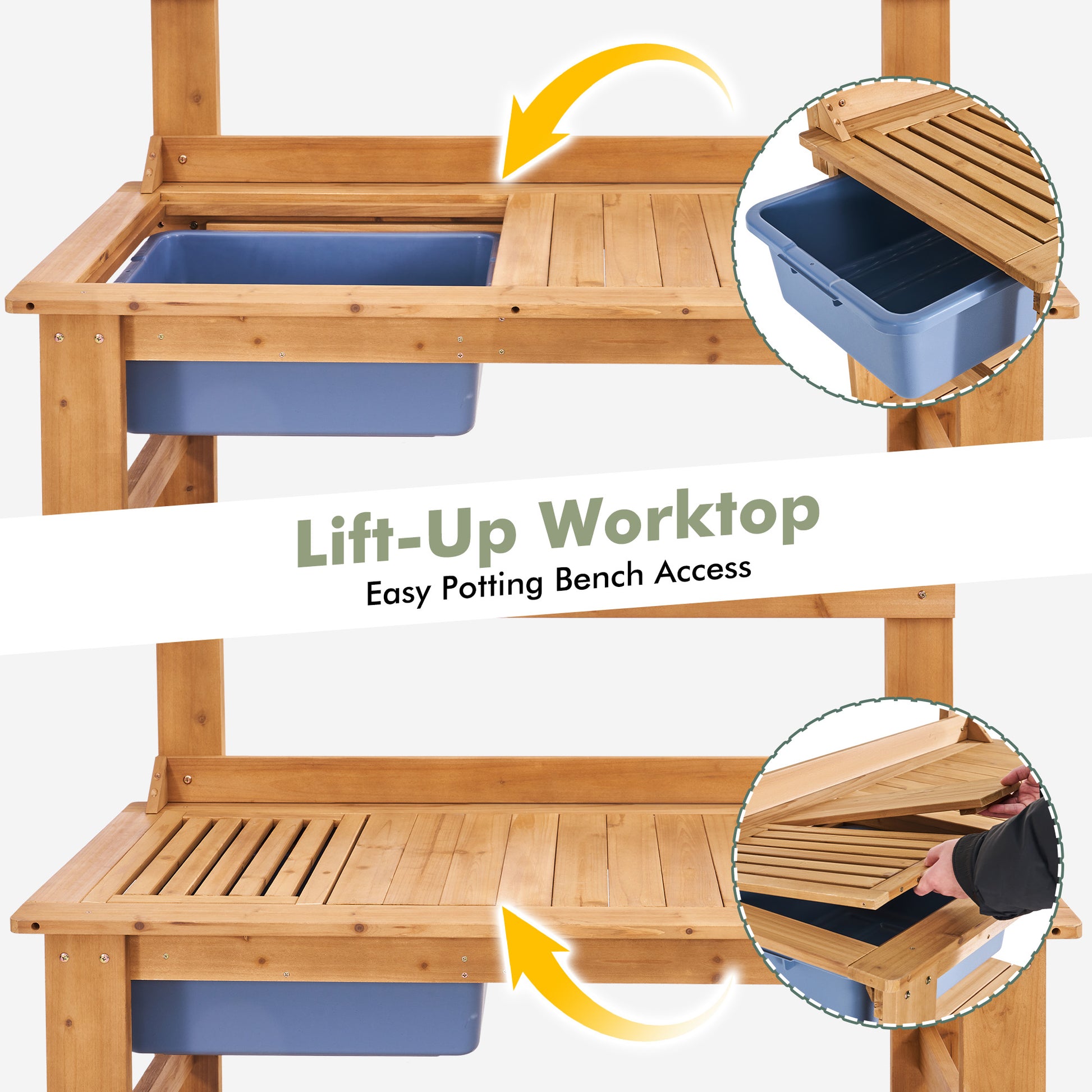 Coop Outdoor Potting Bench Amerlife - Natural Wood
