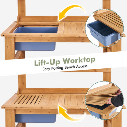 Coop Outdoor Potting Bench Amerlife - Natural Wood