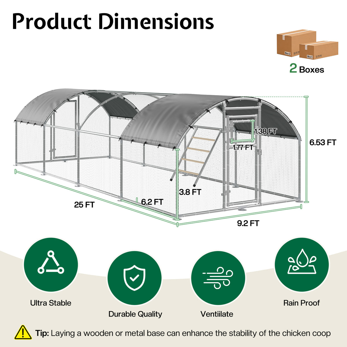 Extra Large Walk-In Chicken Run Amerlife Dome / 26x10 FT