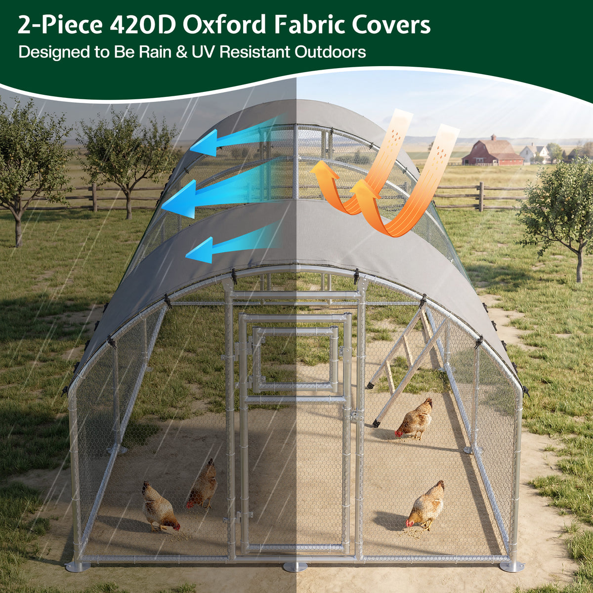Extra Large Walk-In Chicken Run Amerlife Dome / 26x10 FT