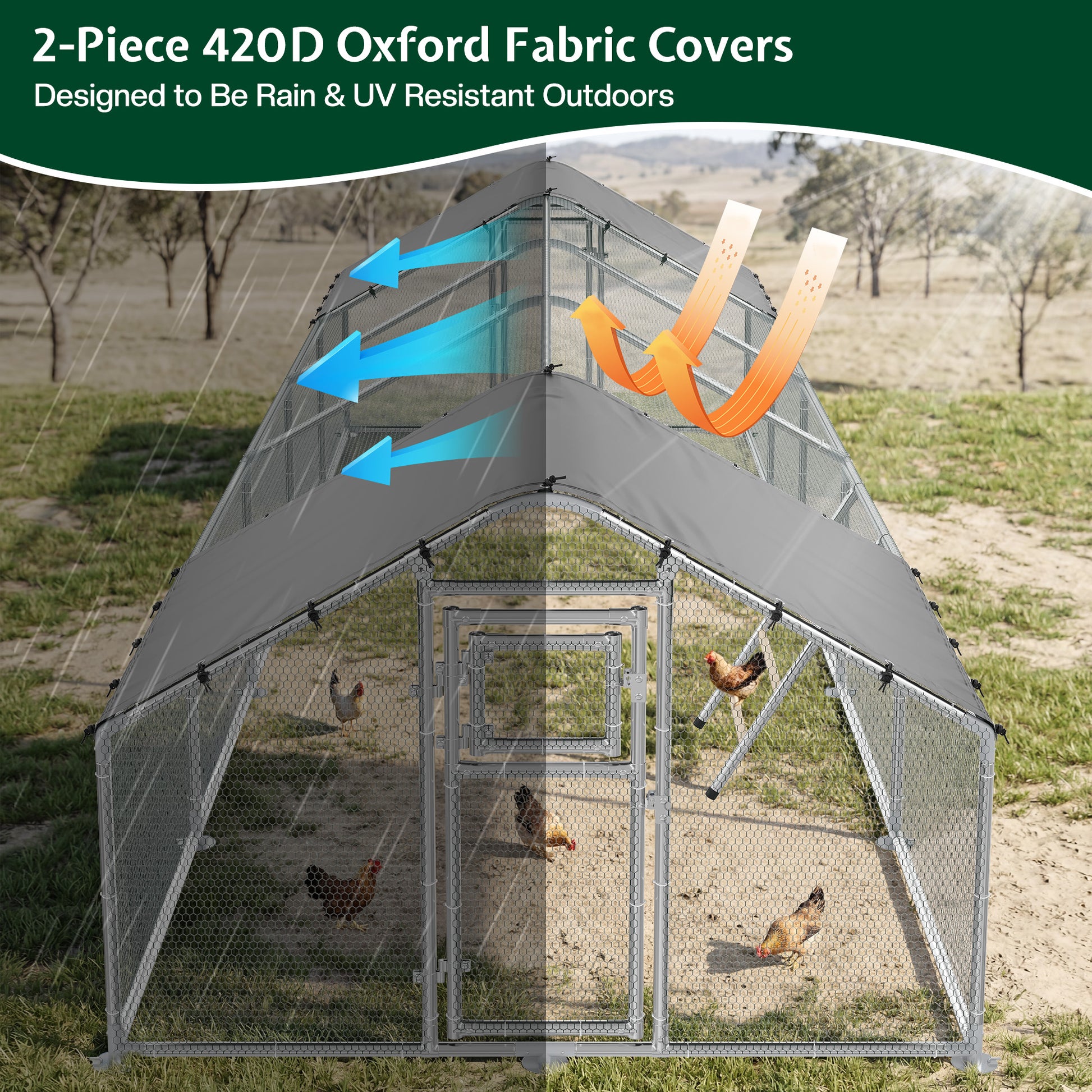 Extra Large Walk-In Chicken Run Amerlife Spire / 32x10 FT