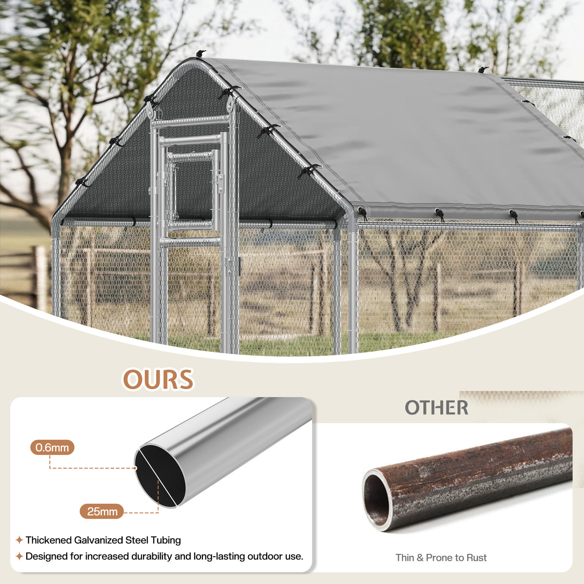 Extra Large Walk-In Chicken Run Amerlife Spire / 26x10 FT