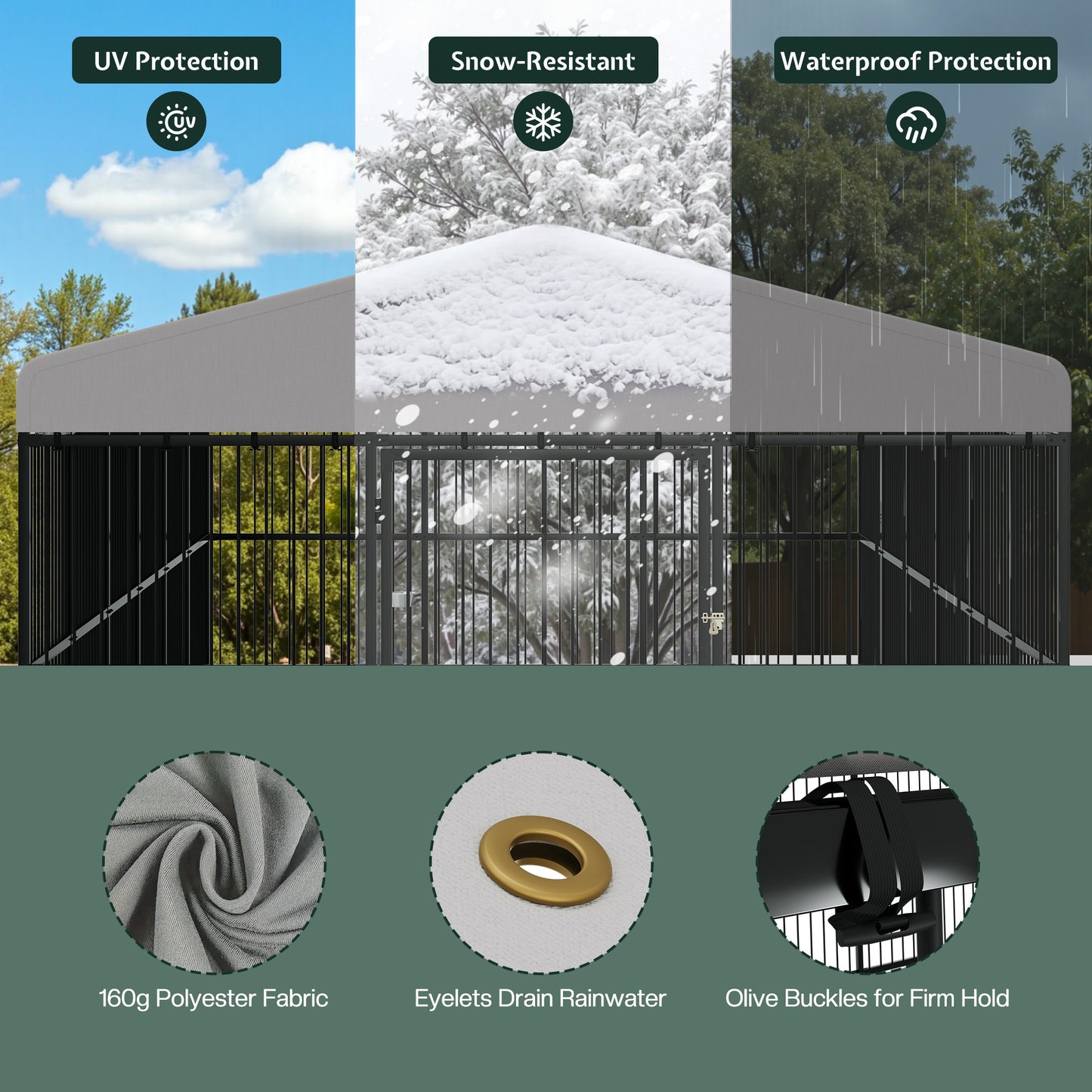 Heavy-Duty Outdoor Dog Kennel with Roof