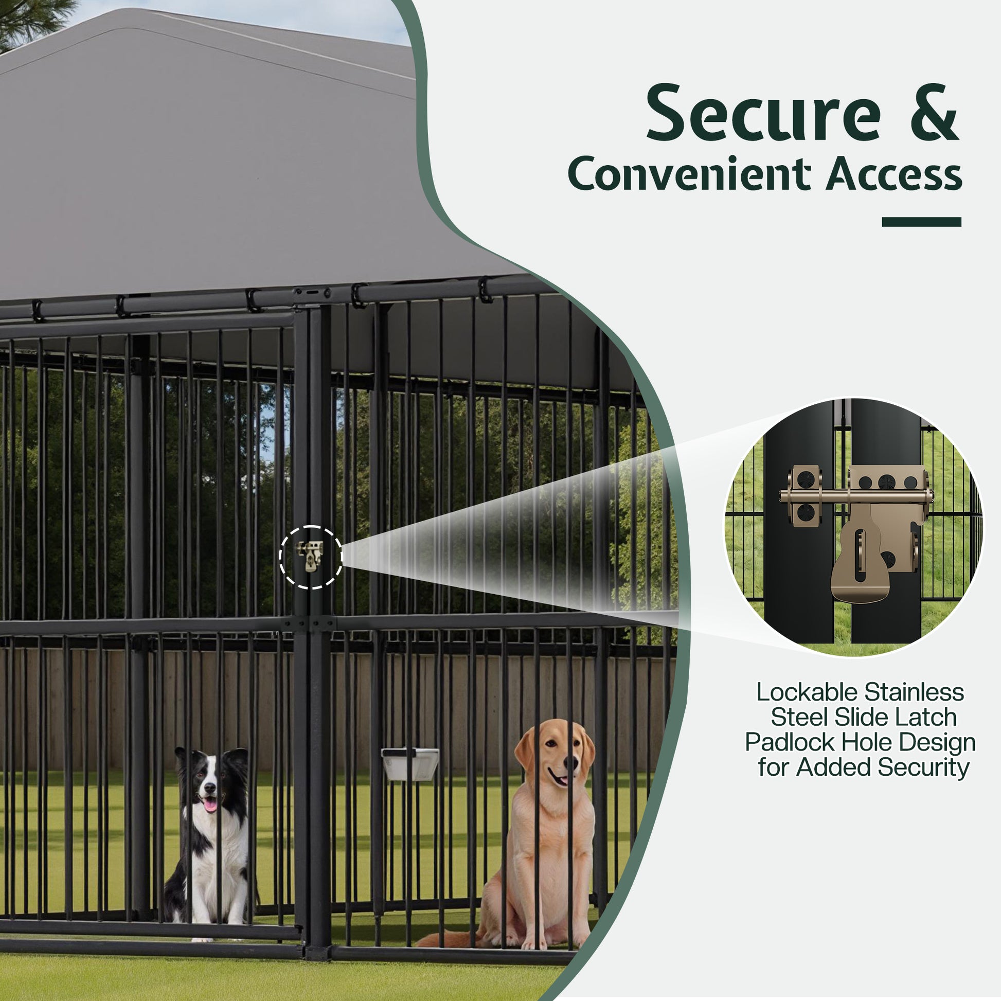 Heavy-Duty Outdoor Dog Kennel with Roof
