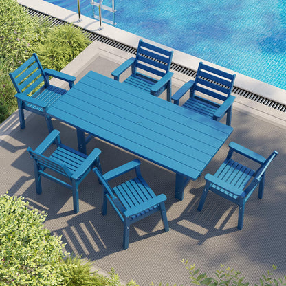Beverly 7-Piece Outdoor Dining Table Set - Blue