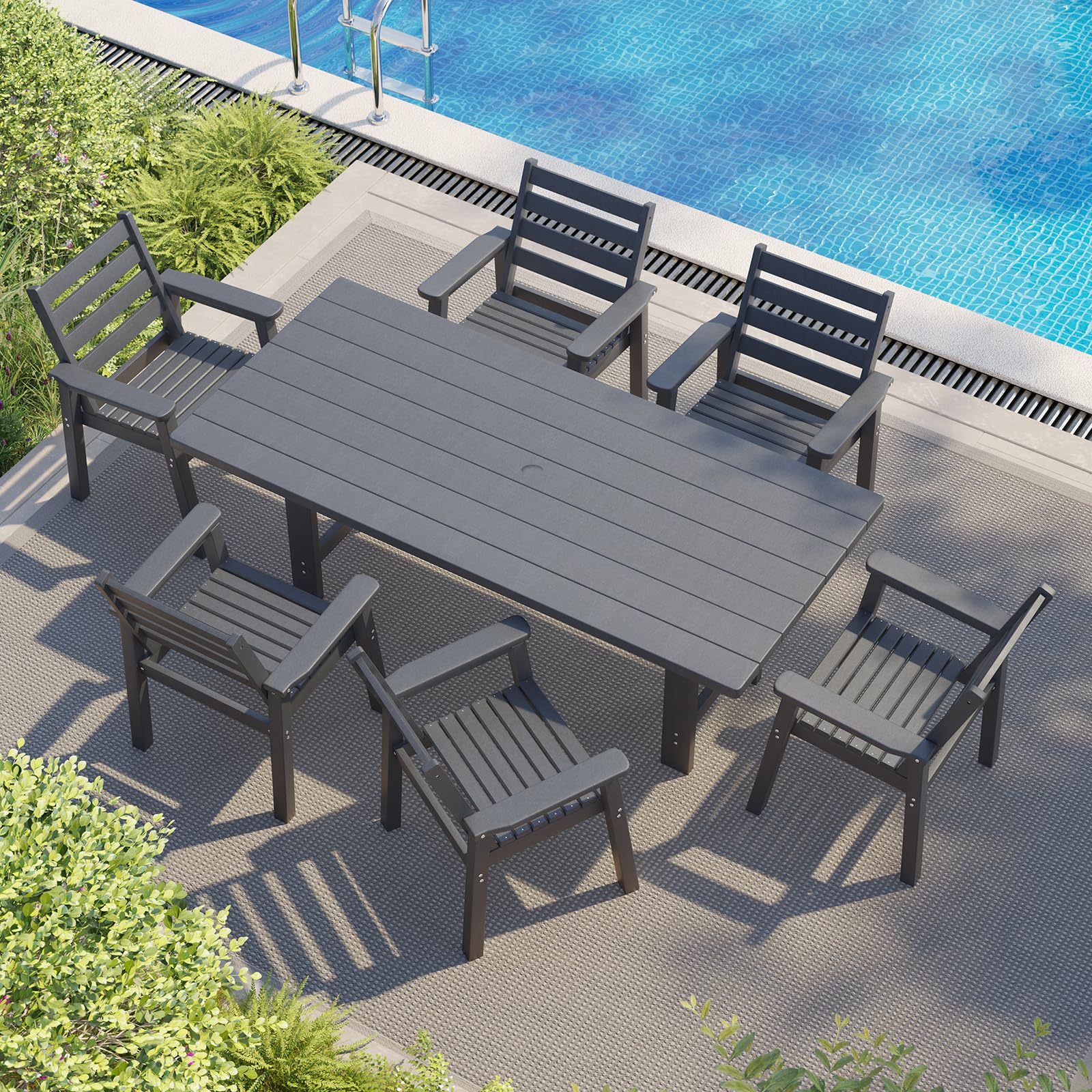 Beverly 7-Piece Outdoor Dining Table Set - Gray