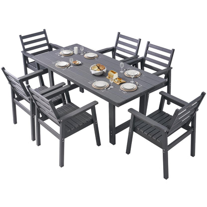 Beverly 7-Piece Outdoor Dining Table Set - Gray