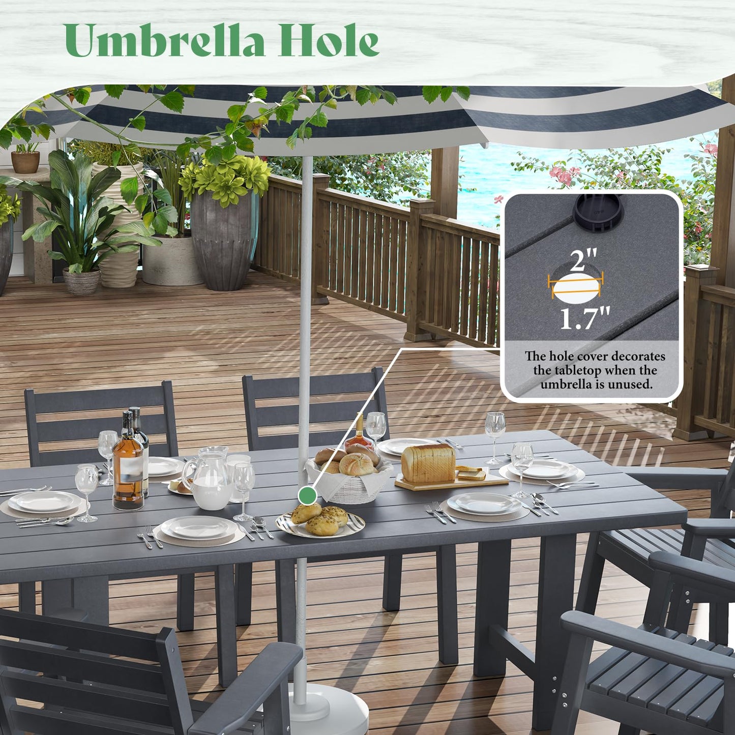 Beverly 7-Piece Outdoor Dining Table Set - Gray