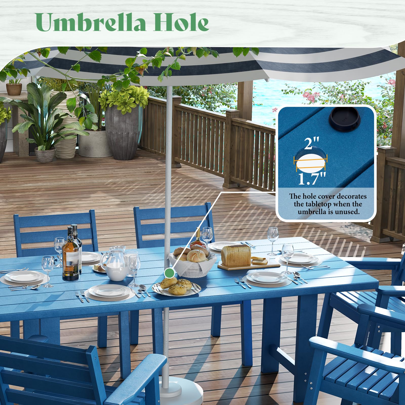 Beverly 7-Piece Outdoor Dining Table Set - Blue