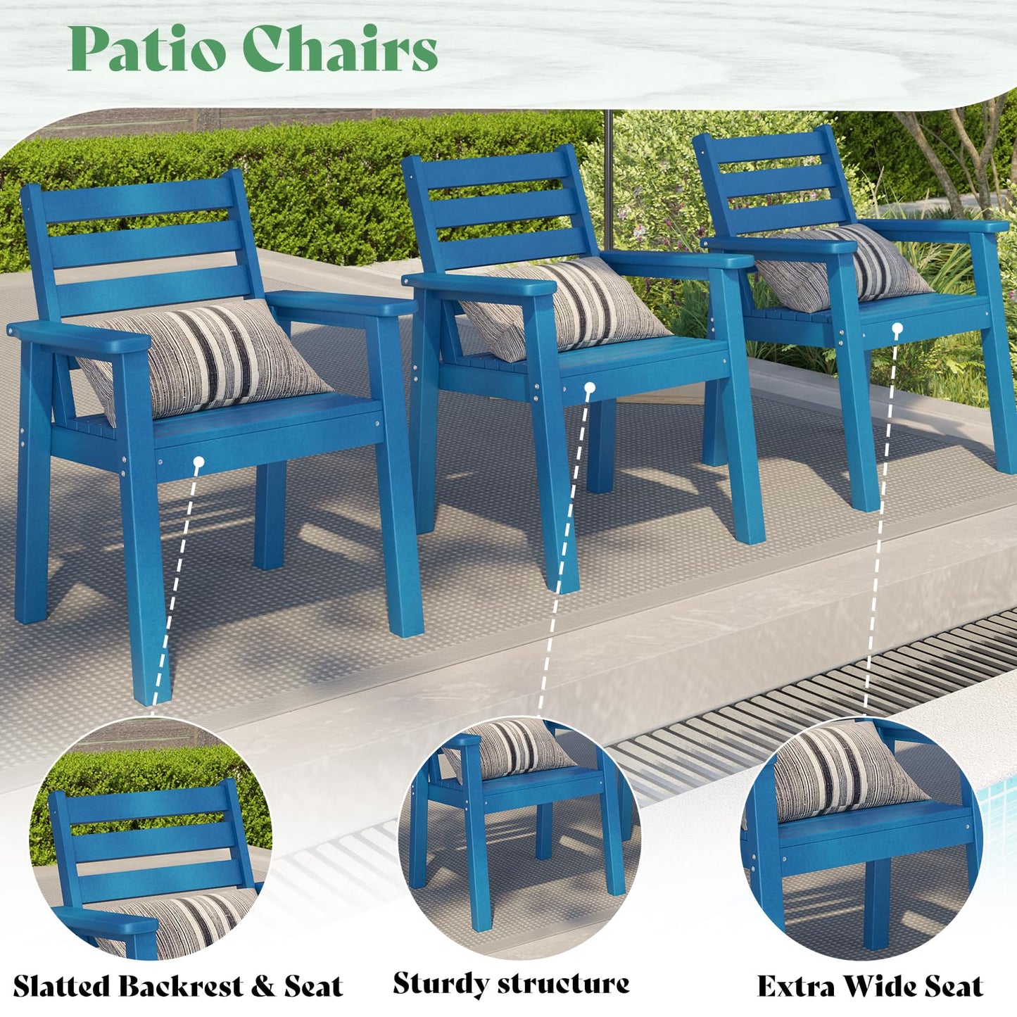 Beverly 7-Piece Outdoor Dining Table Set - Blue