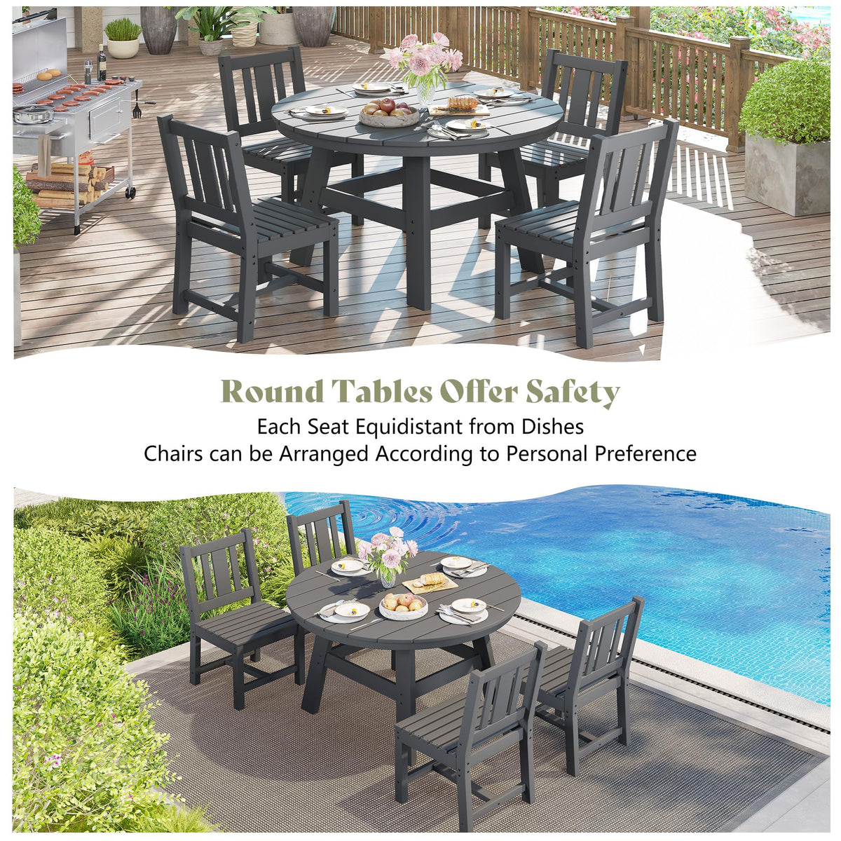 Heath 5-Piece Outdoor Dining Table Set Gray