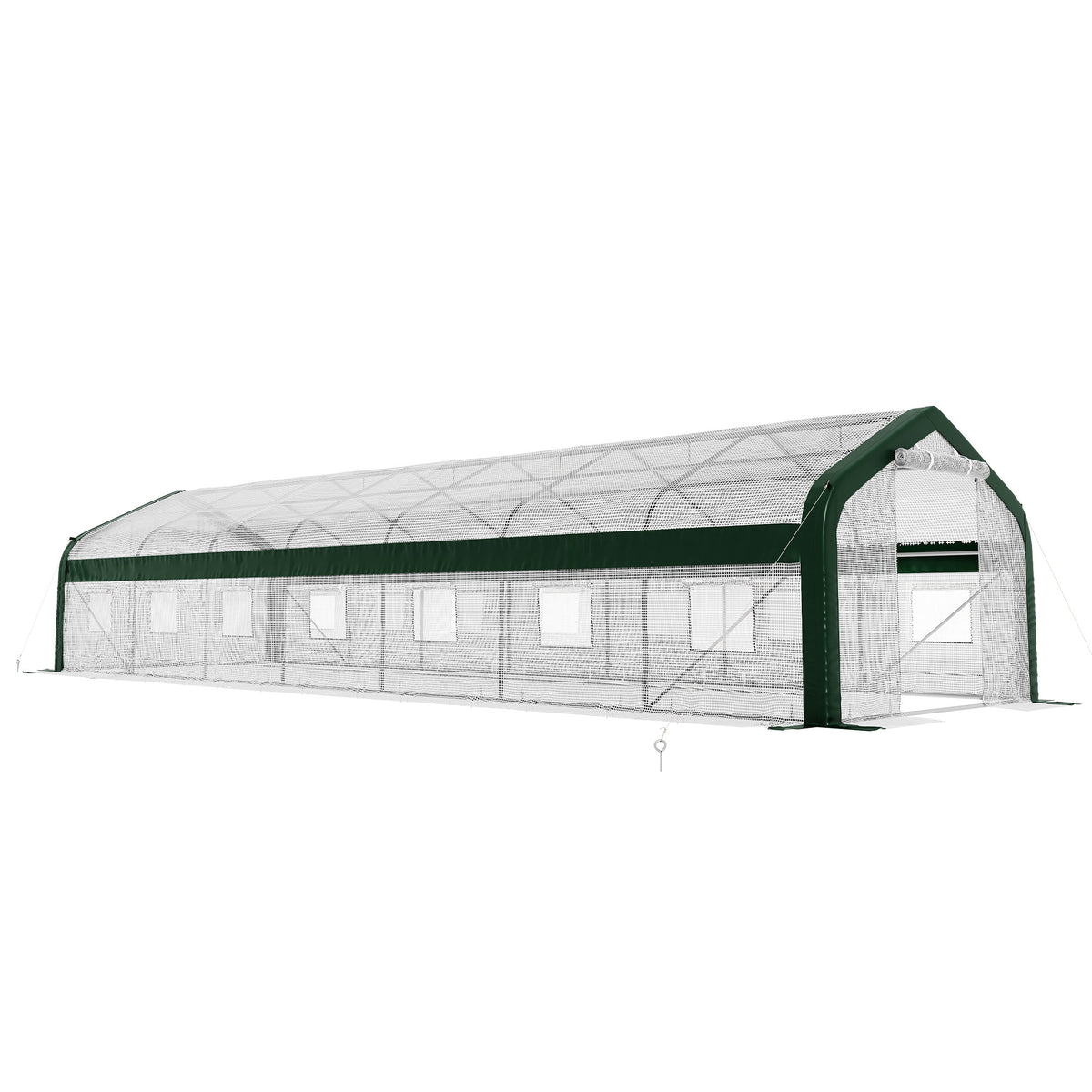 Canopy 34x10 FT Walk-In Greenhouse with Watering System-White+Green-34x10 FT(Frame NOT Included)