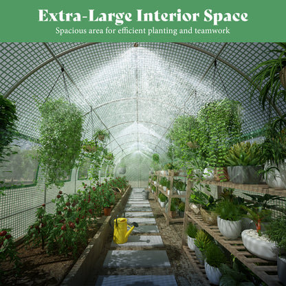 Pro Walk-In Greenhouse with Sprinkler System-30x10 FT-Green