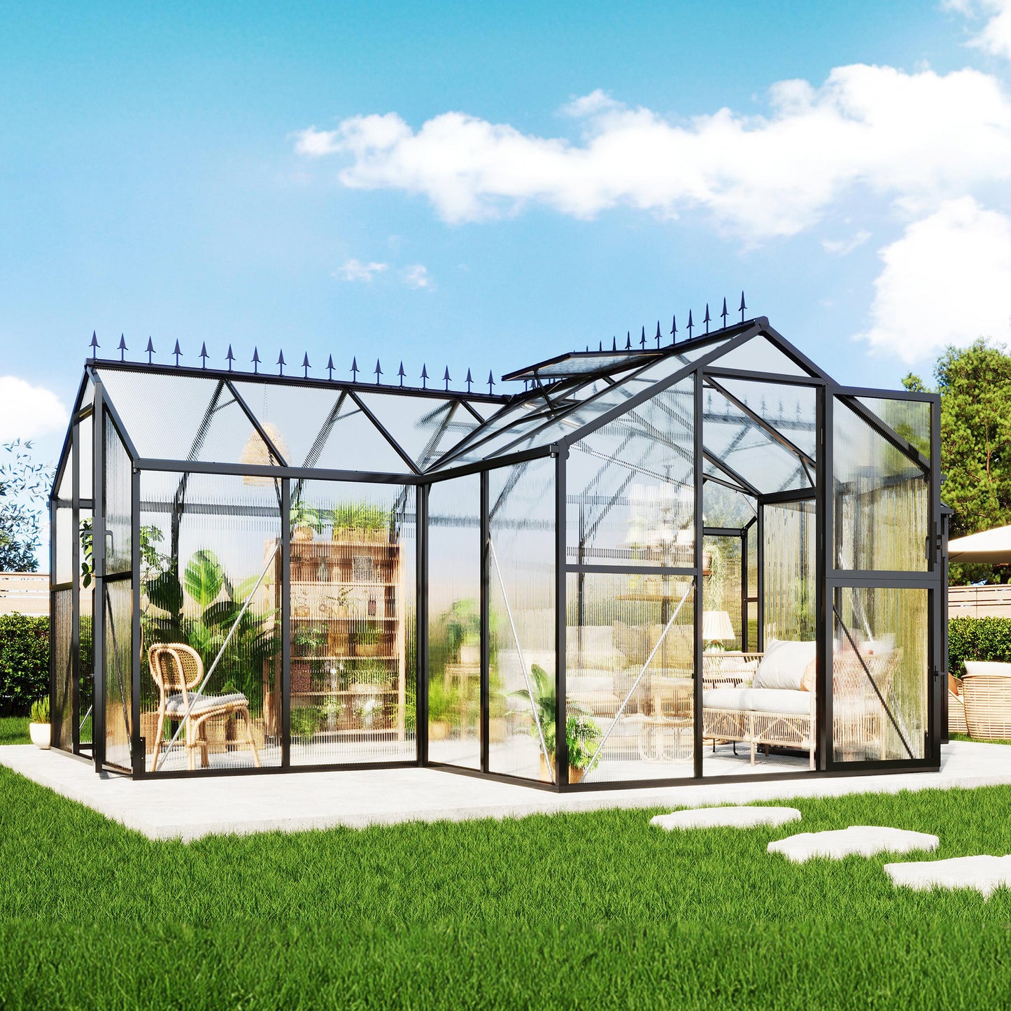 Sunlit Greenhouse with Quick Connector Amerlife 16.8 x 12 x 7 FT