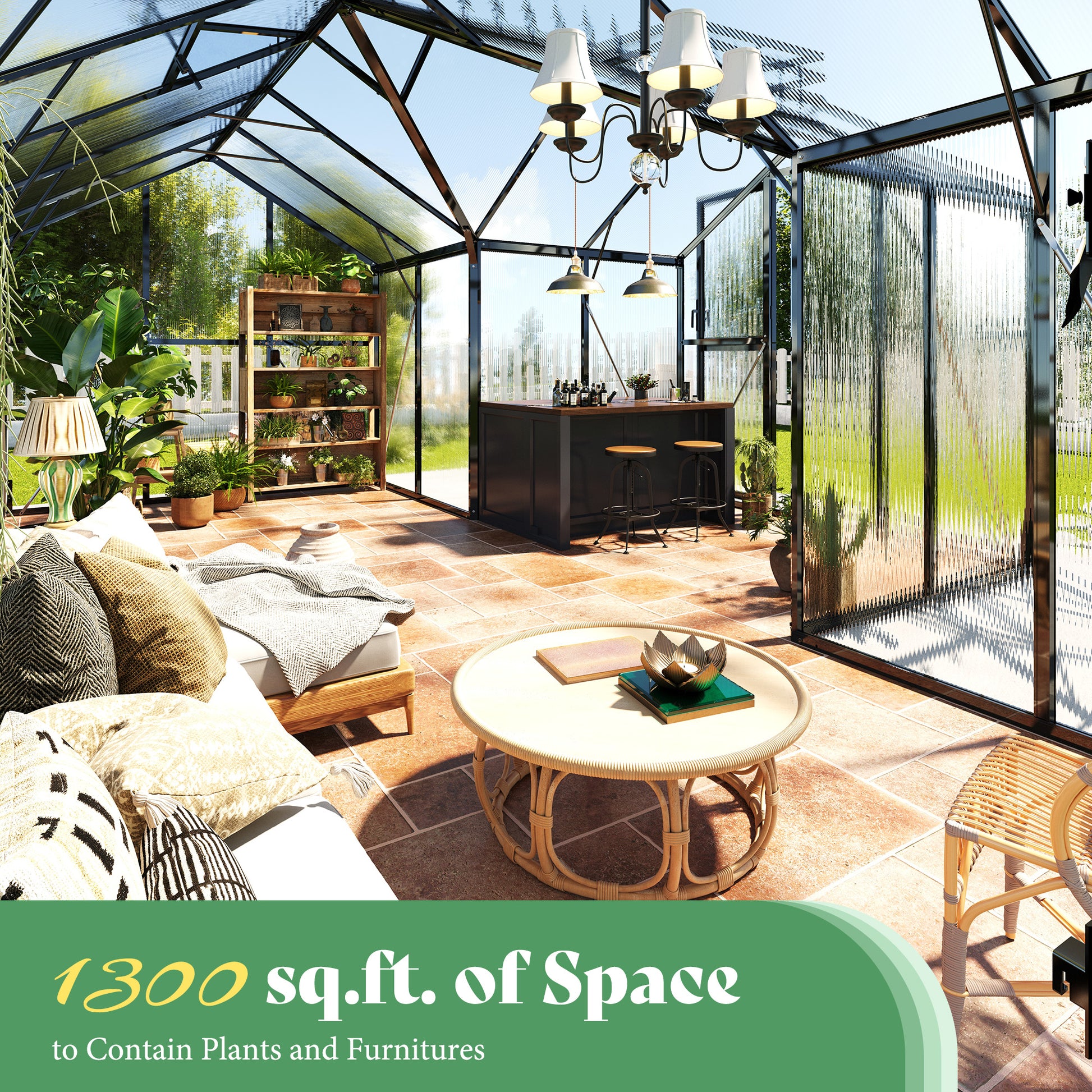 Sunlit Greenhouse with Quick Connector Amerlife 16.8 x 12 x 7 FT