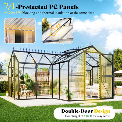 Sunlit Greenhouse with Quick Connector Amerlife 16.8 x 12 x 7 FT