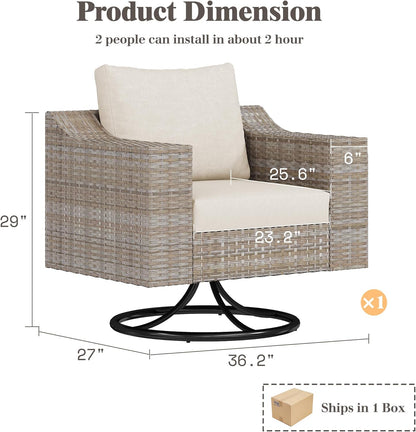 Caelo Wicker Patio Sectional Set 1 PCS - Swivel Glider