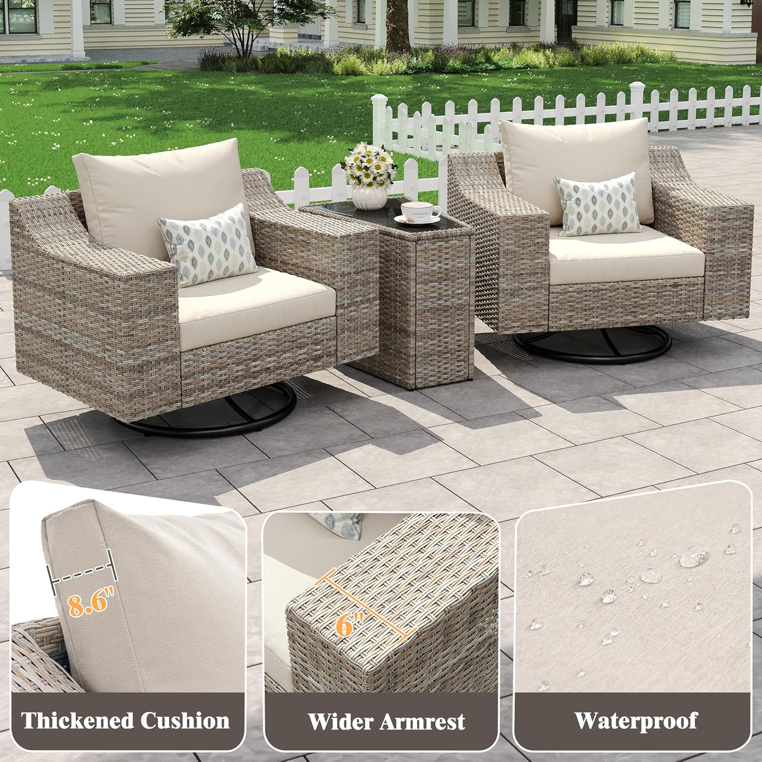 Caelo Wicker Patio Sectional Set 1 PCS - Swivel Glider
