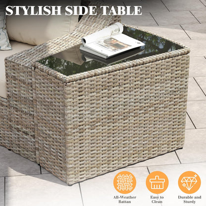 Caelo Wicker Patio Sectional Set 2 PCS - Storage Table