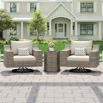Caelo Wicker Patio Sectional Set 3 PCS - Swivel Glider & Storage Table