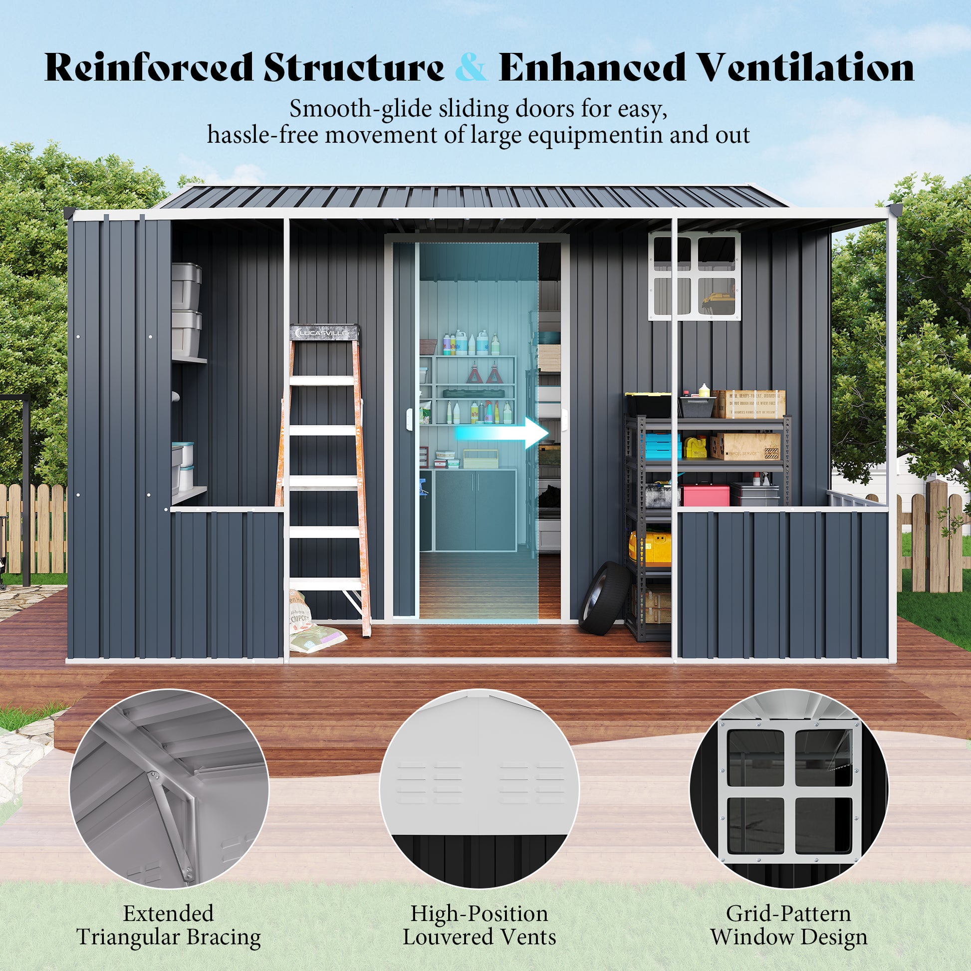 Dual-Zone Metal Storage Shed - Amerlife-BIG