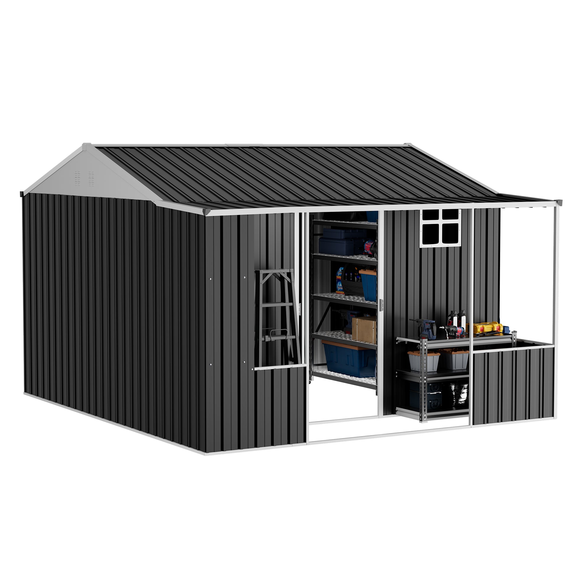 Dual-Zone Metal Storage Shed - Amerlife-BIG