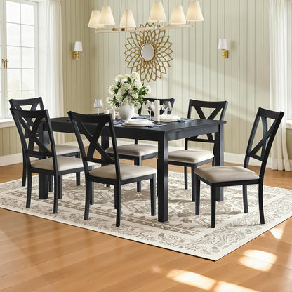 Spur 6-Piece Dining Table Set Amerlife 6-Piece / Black ＆ Brown
