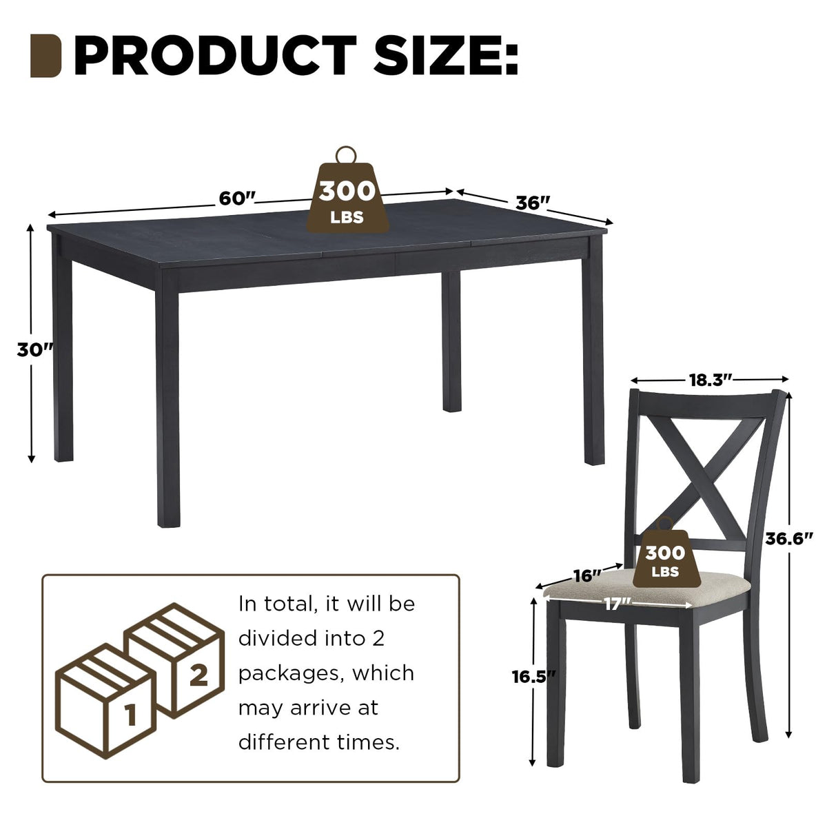 Spur 6-Piece Dining Table Set Amerlife 6-Piece / Black ＆ Brown