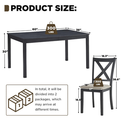 Spur 6-Piece Dining Table Set Amerlife 6-Piece / Black ＆ Brown
