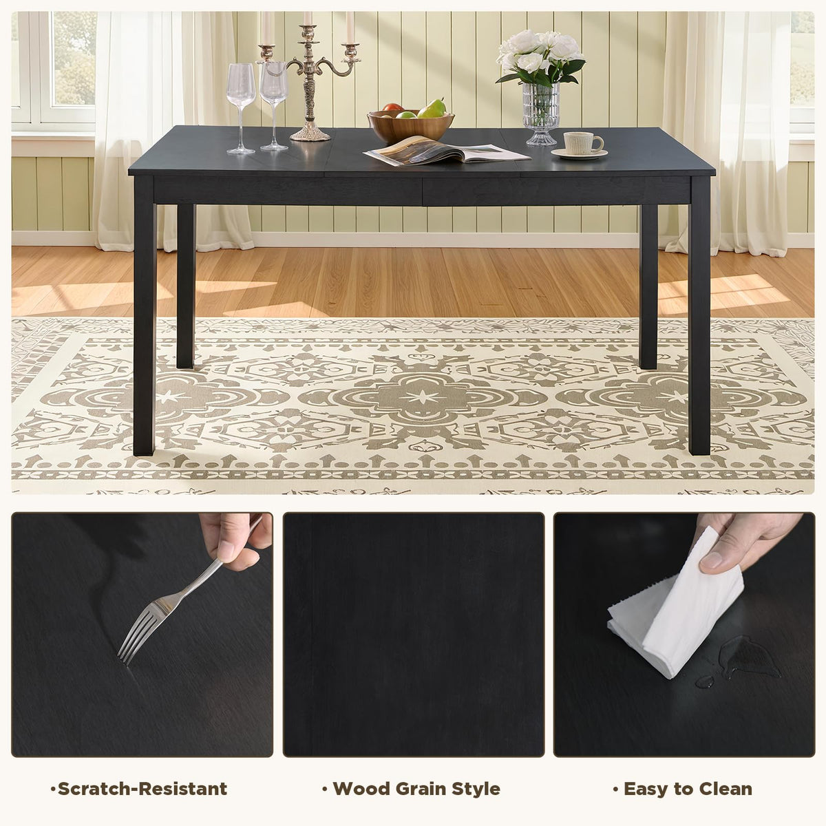 Spur 6-Piece Dining Table Set Amerlife 6-Piece / Black ＆ Brown